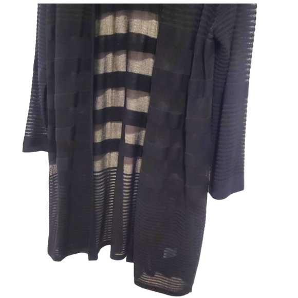 Woman's Sheer Stripe Black Cardigan by Joseph A - Picture 4 of 8